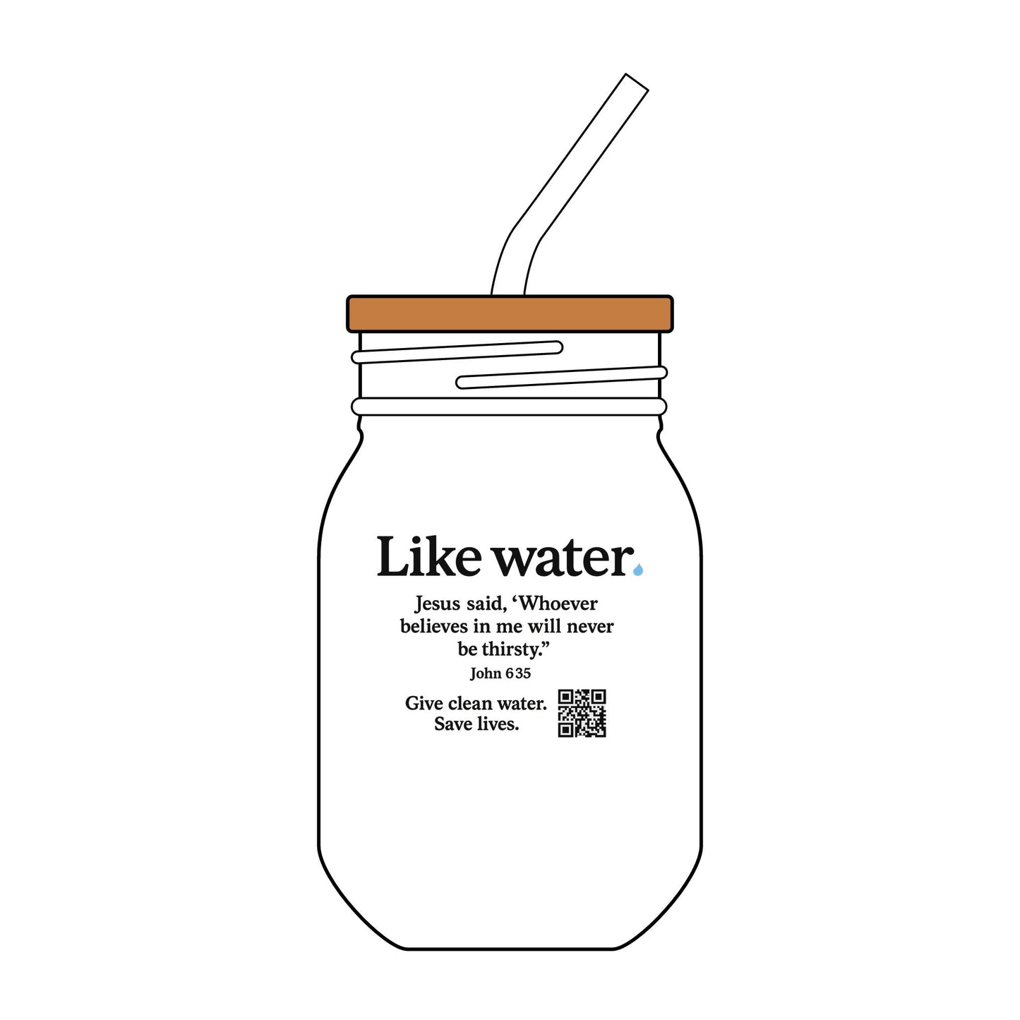 Engraved “Like Water” Sipper Glass, Inspirational Drinkware, Reusable Mason Jar, Eco-Friendly Gift, Bible Verse Drinkware