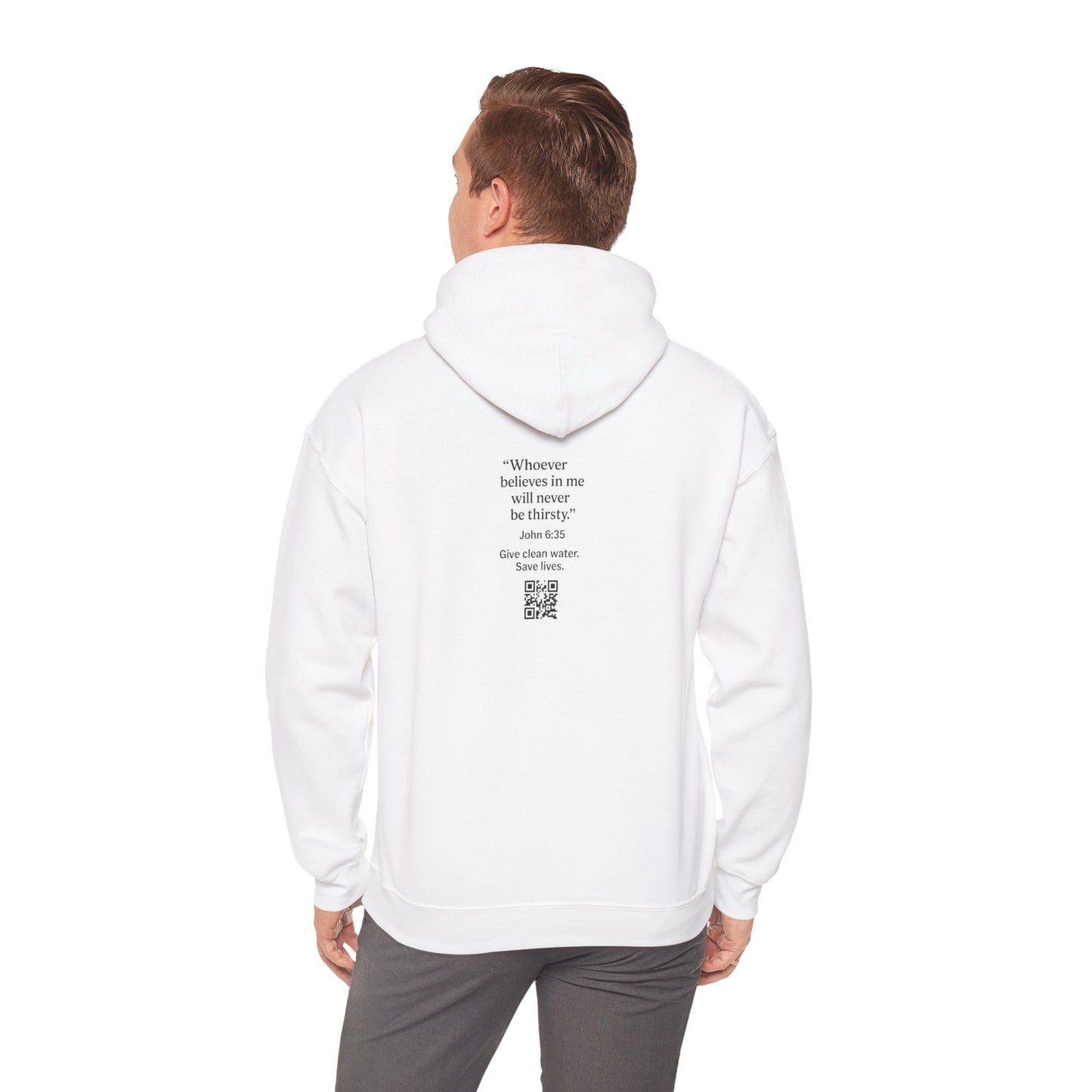 Like Water. White Hooded Sweatshirt - Make an impact. Wear the change.