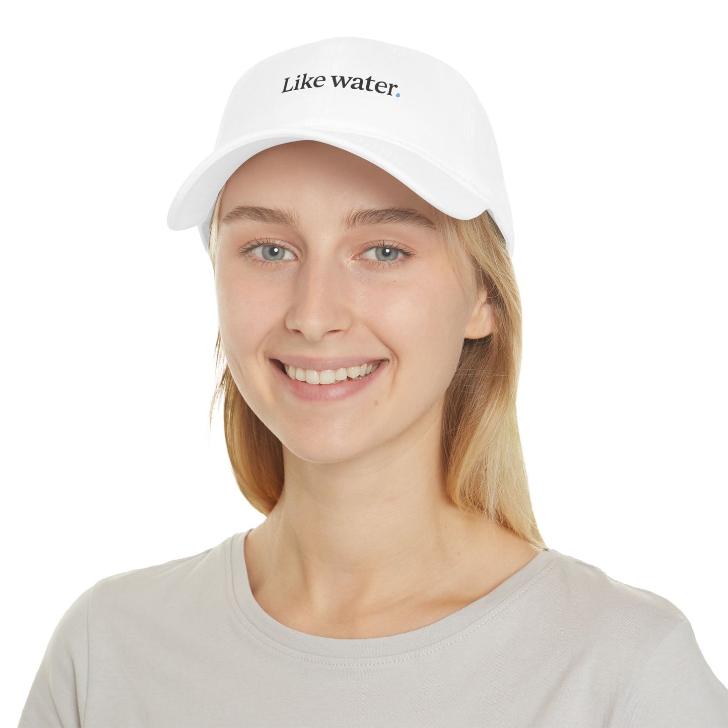Like Water. White Plain Hat (No Scripture. No QR code. - Make an impact. Wear the change.