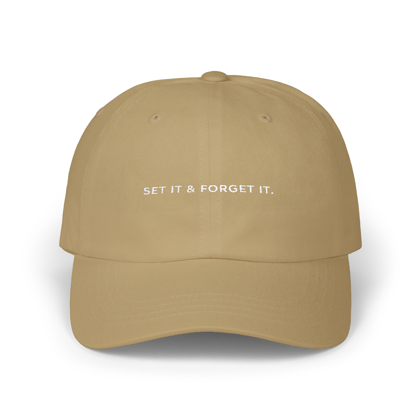 Set It & Forget It Dad Cap — Minimal Embroidered Baseball Hat