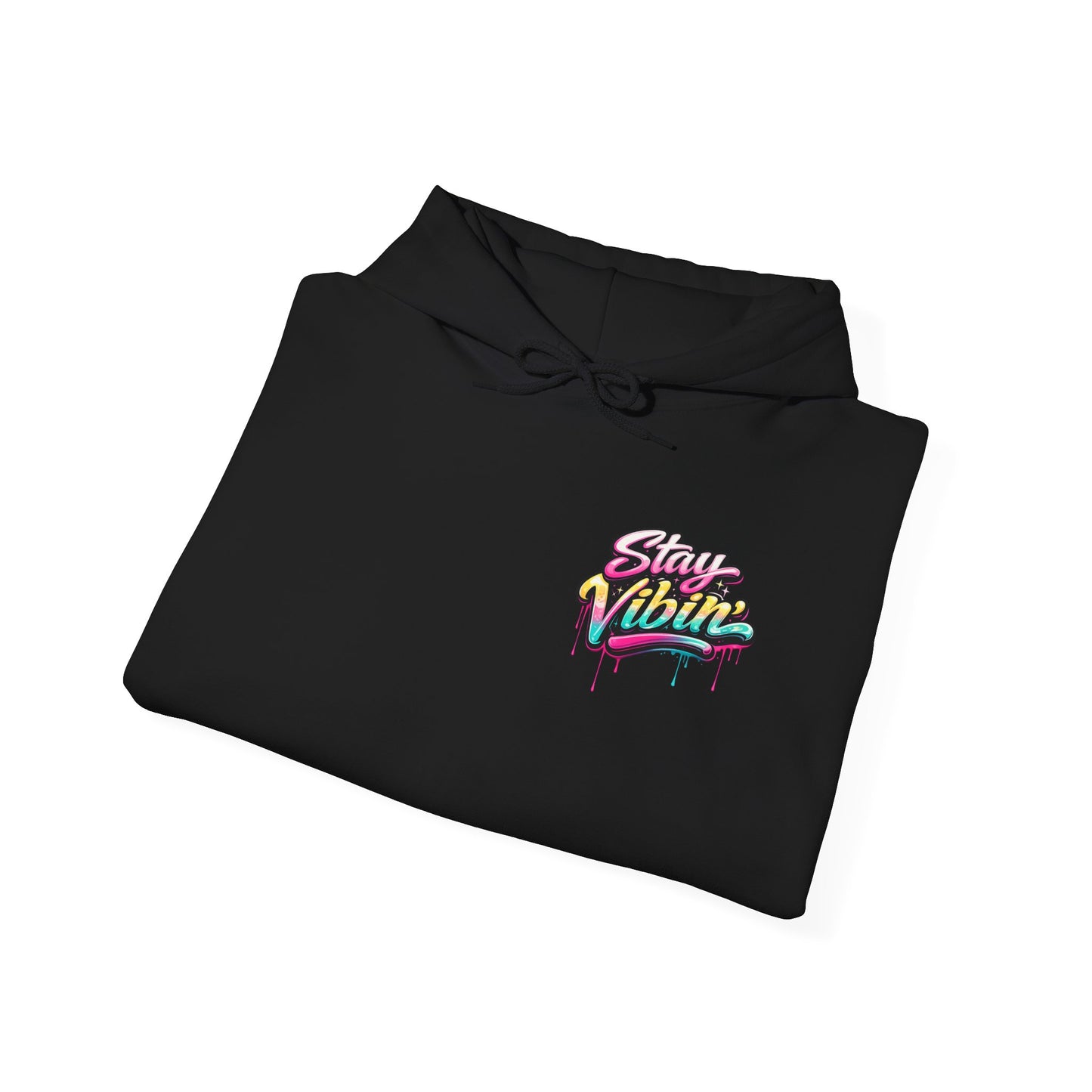 Stay Vibin' Hoodie — Retro Woman Peace Sign Graphic Pullover