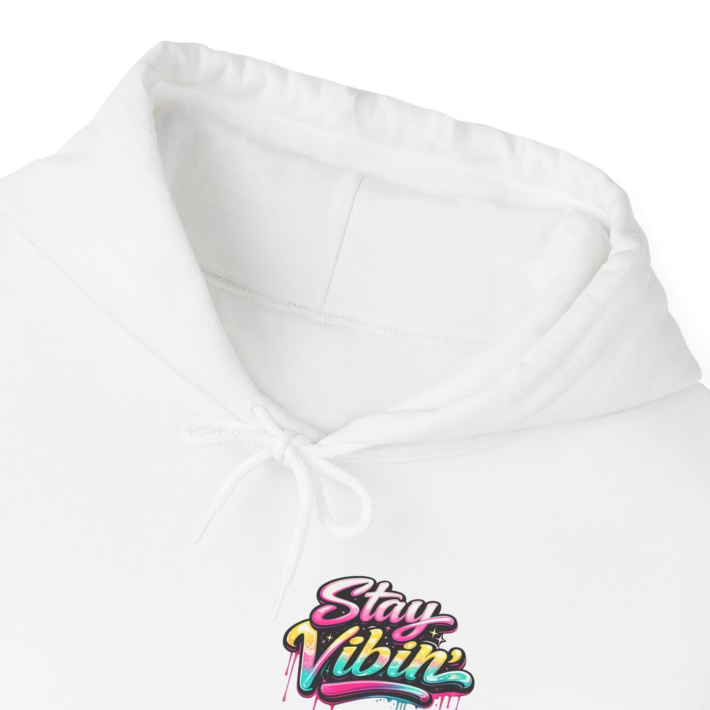 Stay Vibin' Hoodie — Retro Woman Peace Sign Graphic Pullover